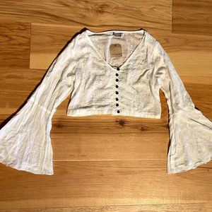 NWT. Crop Blouse with Bell Sleeves
